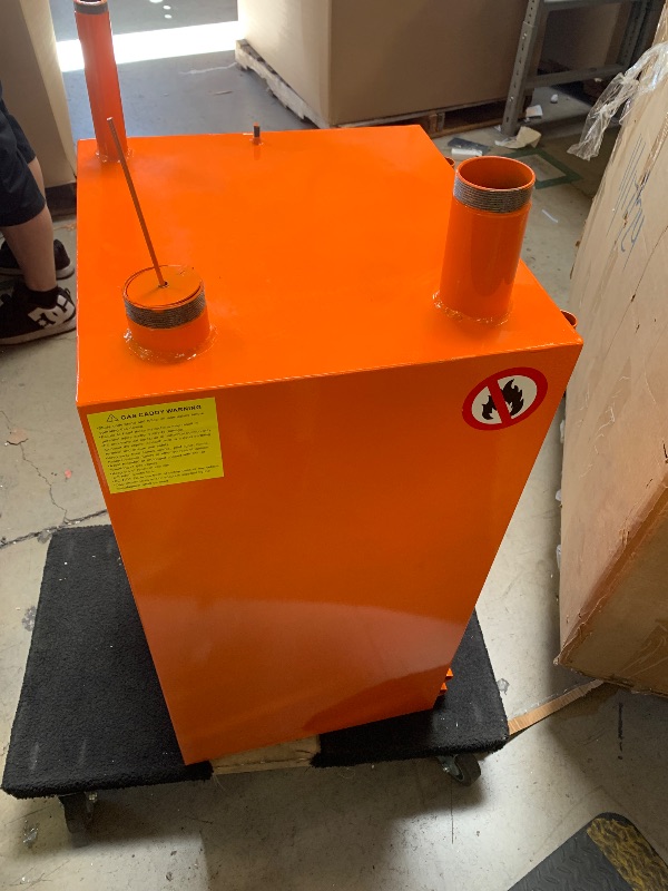 Photo 1 of 35 Gallon Fuel Caddy,Fuel Storage Tank with Manual Transfer Pump,Gasoline Diesel Fuel Container for Cars, Lawn Mowers, ATVs, Boats, More, Orange