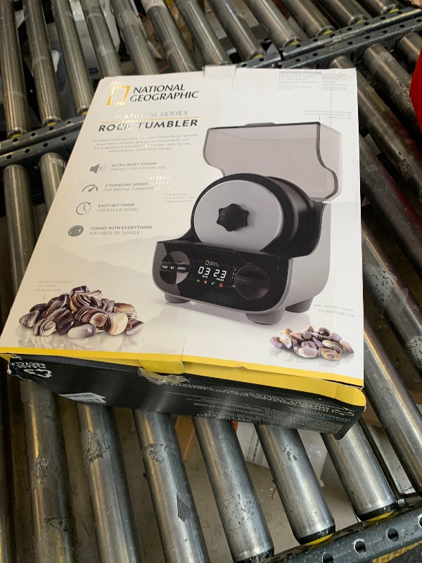 Photo 1 of National Geographic Platinum Series Ultra Quiet Rock Polisher Kit - Patent-Pending for Kids & Adults, 2 lb. Barrel, Rocks, Grit, GemFoam, Rock Tumblers