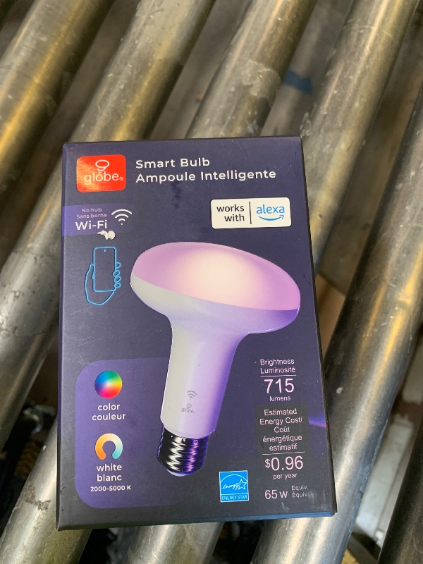 Photo 1 of GLOBE Electric 50594 Works with Alexa Only Wi-Fi Smart Multicolor Changing RGB Tunable White Frosted LED Light Bulb, Voice Activated, 2000K - 5000K, BR30 Shape, E26 Base, 8.5W, Energy Star