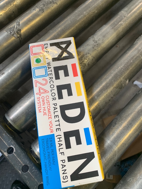 Photo 1 of MEEDEN Empty Travel Watercolor Palette: Portable Watercolor Palette Tin with 24 Half Pans - Metal Watercolor Paint Palette Tin Box for Artist Student Adults (Yellow)