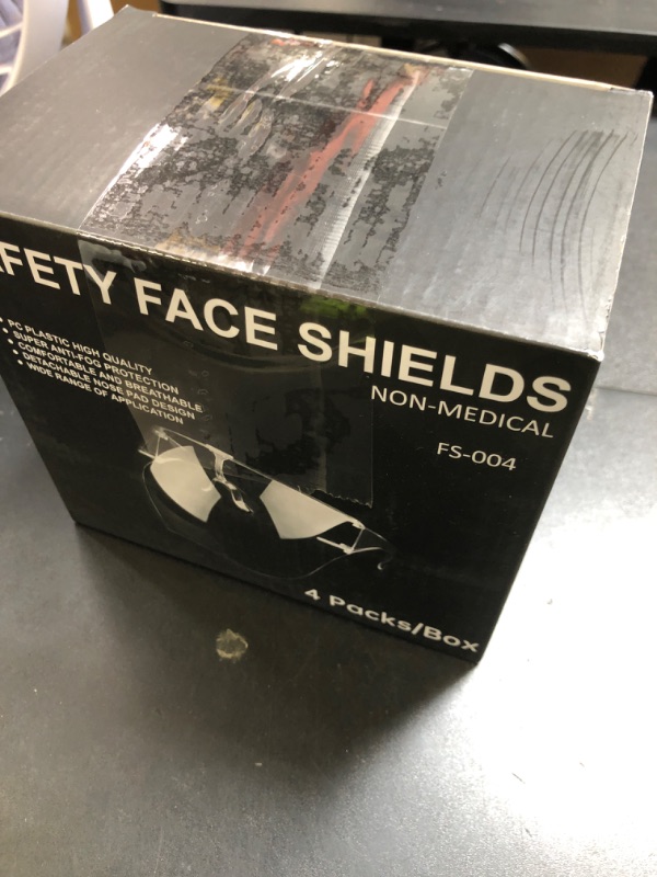 Photo 1 of Face Shield with Glasses 4 Pack, Anti -Fog Clear Face Mask Full Face Protection Splash Guard Reusable Breathable See Through Goggles Plastic Face Shields for Adults Working for Grinding and Cutting