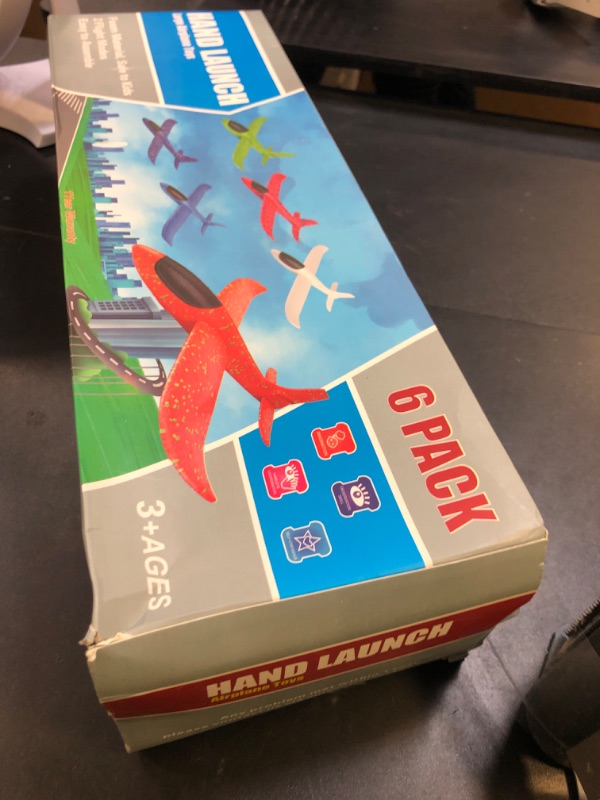 Photo 1 of BooTaa 6 Pack Airplane Toys, 17.5" Large Throwing Foam Plane, 2 Flight Mode Foam Gliders, Birthday Gifts for Kids 3 4 5 6 7 8 9 10 11 12 Year Old Boys Kids Girls, Outdoor Yard Family Game Toys