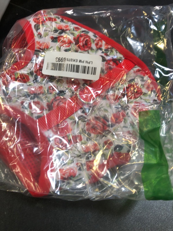 Photo 1 of Mile High Life Dog Harness, Air Mesh Floral Vest Harness for 20 lbs Small Dogs & Cats, Easy Get on Adjustable Easy Closures Both Neck and Chest(Red Rose, S Chest 16"-18")