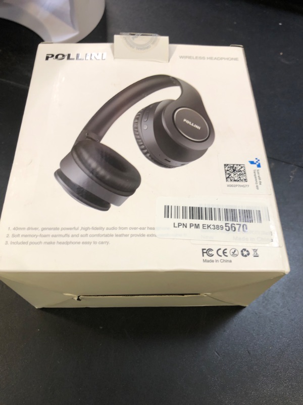 Photo 1 of pollini Bluetooth Headphones Wireless, 40H Playtime Foldable Over Ear Headphones with Microphone, Deep Bass Stereo Headset with Soft Memory-Protein Earmuffs for Phone/PC (Black)