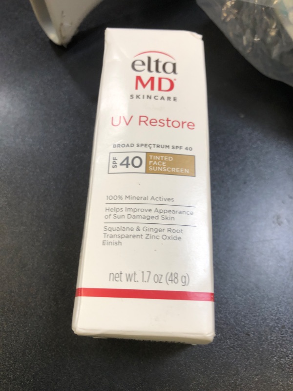 Photo 1 of EltaMD UV Restore Tinted Sunscreen for Face SPF 40, Tinted Mineral Sunscreen for Sun Damaged Skin Repair Face, Anti Aging Zinc Oxide Moisturizer Formula, 1.7 oz