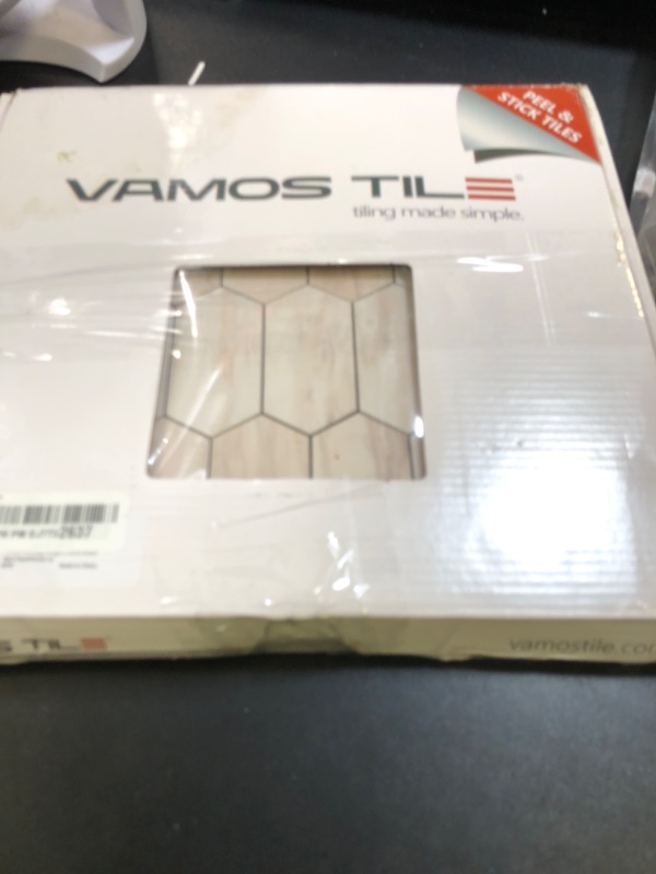 Photo 1 of Vamos Tile Long Hexagon Peel and Stick Backsplash Tile - 10 Sheets Stick on Backsplash for Kitchen and Bathroom 12.4 x 12 Inch Glossy Wood Grain PVC Self Adhesive Mosaic Wall Tiles