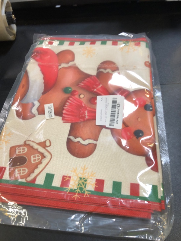Photo 1 of Christmas Table Runner, Gingerbread Christmas Decorations Sweet Christmas Runner for Table Seasonal Winter Holiday Decor for Indoor Outdoor Party Dining Table (13'' x 108'')