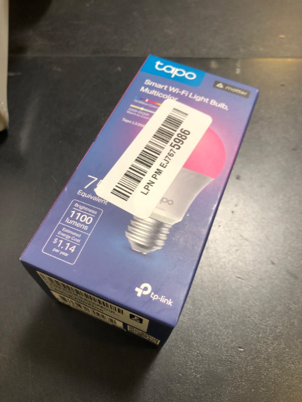 Photo 1 of Tapo TP-Link Smart Light Bulbs, 1100 Lumens High Brightness(75W Equivalent), Matter-Certified, 16M Colors RGBW LED Bulb, Dimmable, CRI>90, Voice Control w/Siri, Alexa & Google Home, A19 E26 L535E