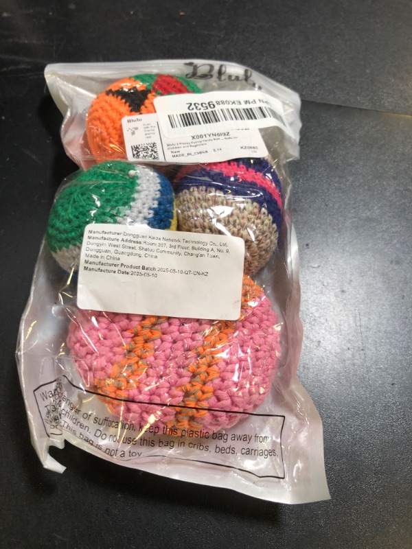 Photo 1 of Blulu 5 Pieces Funny Hacky Ball Sacks Assoerted Colors Woven Kickball Soft Knitted Kick Balls for Children and Beginners
