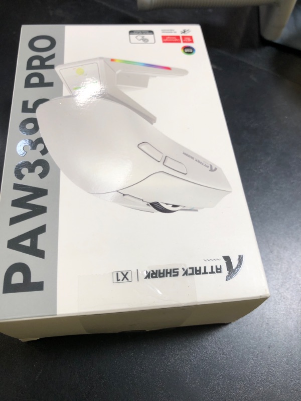 Photo 1 of ATTACK SHARK X1 Wireless Gaming Mouse with RGB Charging Dock, PAW3395 PRO Sensor Up to 40K DPI,53g Ultra Light Tri-Mode Computer Mice,1KHz Polling Rate 5 Programmable Buttons for WIN/MAC-White