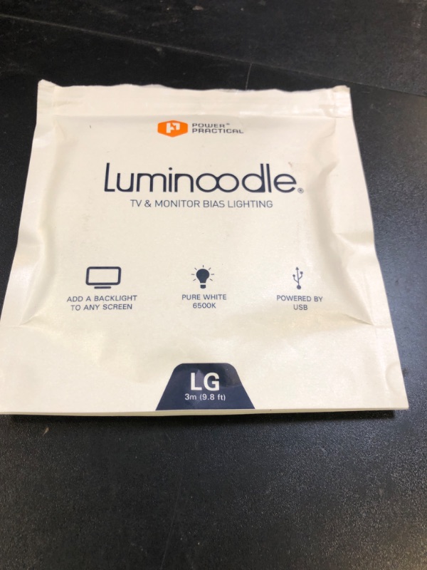 Photo 1 of Luminoodle USB Bias Lighting - LED TV Backlight Strip - Ambient Home Theater Light, TV Accent Lighting to Reduce Eye Strain, Improve Contrast - White - Large (30" - 40" TV)