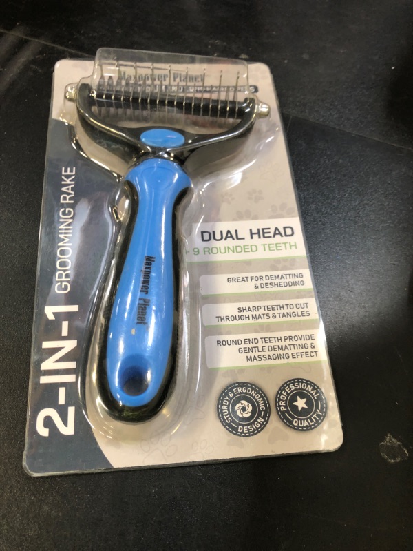 Photo 1 of Maxpower Planet Original Pet Grooming Rake - Double-Sided Deshedding Dematting Tool, Undercoat Rake for Dogs & Cats, Extra-Wide Dog Grooming Brush & Deshedder Comb for Long Hair, Reduces Shedding 95%