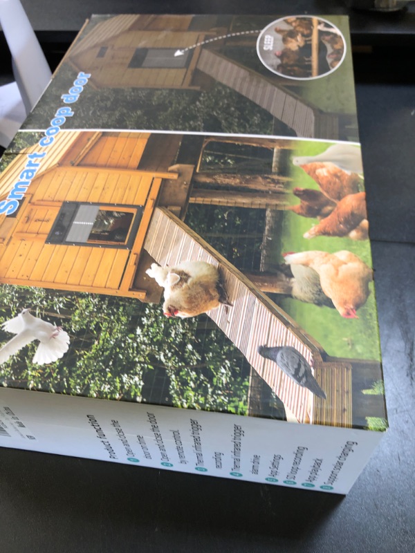 Photo 1 of Automatic Chicken Coop Door with Camera, Battery Solar Powered, App Timer Remote Control, WiFi Monitor, LCD Large Screen, Aluminum Electric Chicken Coop Door with Anti-Pinch and Anti-Trap Sensor Drive