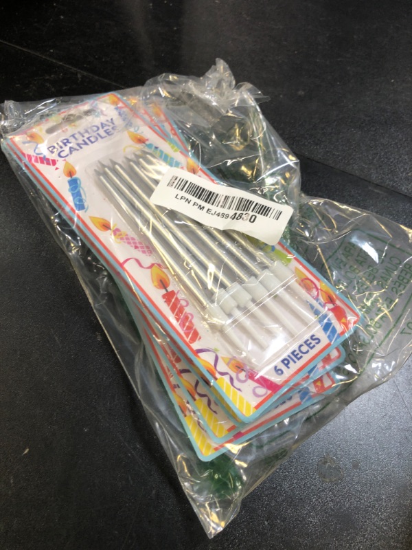 Photo 1 of 24 Count Silver Metallic Birthday Candles, Birthday Parties, Wedding Decorations, Party Candles, Candles for Cake, Cake Decorations