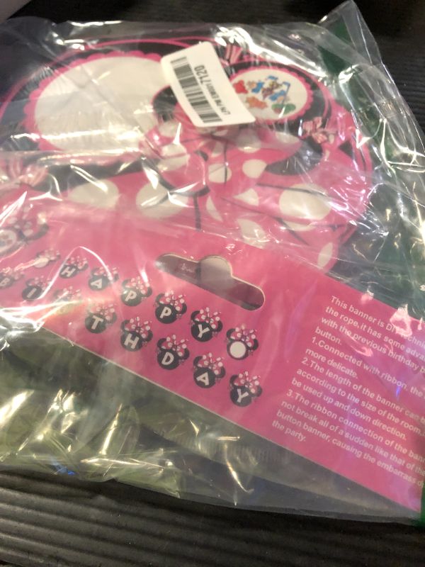 Photo 1 of CHuangQi Minnie Themed Party Banner, Happy Birthday Banner, Birthday Party Supplies & Decoration