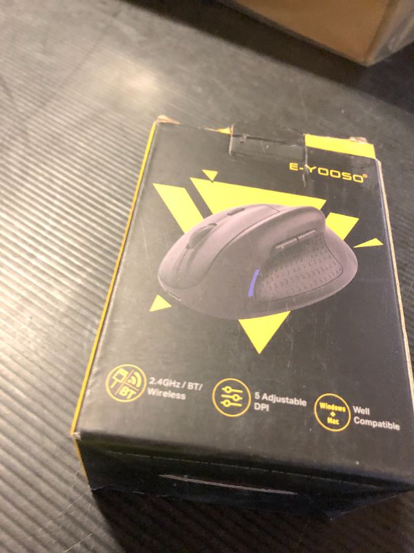 View 2 of Ergonomic Mouse, E-YOOSO Wireless Vertical Mouse with 6 Buttons, 5 Adjustable DPI Levels, Up to 4800 DPI, 2.4G and Bluetooth Rechargeable Optical Vertical Mice for Windows, Mac, Laptop, Desktop (Gray)