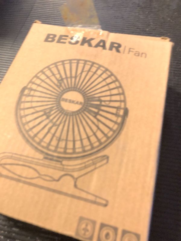 Photo 1 of BESKAR USB Clip on Fan, Portable Small Fan with Cord Powered, 3 Speeds Strong Airflow, with Sturdy Clamp, Quiet Personal Desk Fan