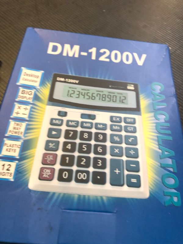 Photo 1 of Desk Calculator 12 Digit Extra Large LCD Display, Touch Comfortable with Big Buttons, PXY Two Way Power Battery and Solar Standard Function Office Calculators