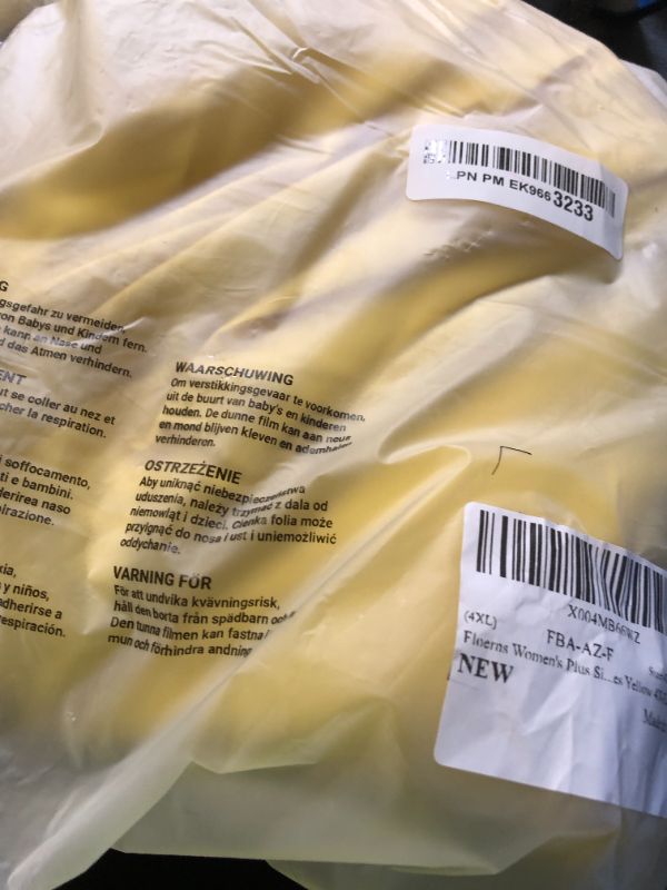 Photo 1 of Floerns Women's Plus Size Ruffle Straps V Neck Smocked Dress Tiered A Line Dresses Yellow 4X-Large Plus