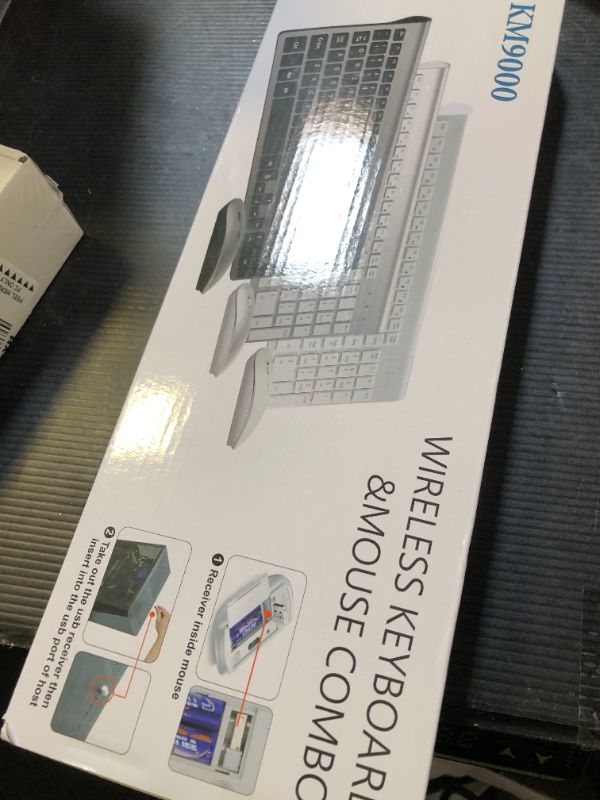 Photo 1 of Wireless Keyboard and Mouse Ultra Slim Combo, TopMate 2.4G Silent Compact USB 2400DPI Mouse and Scissor Switch Keyboard Set with Cover, 2 AA and 2 AAA Batteries, for PC/Laptop/Windows/Mac - White