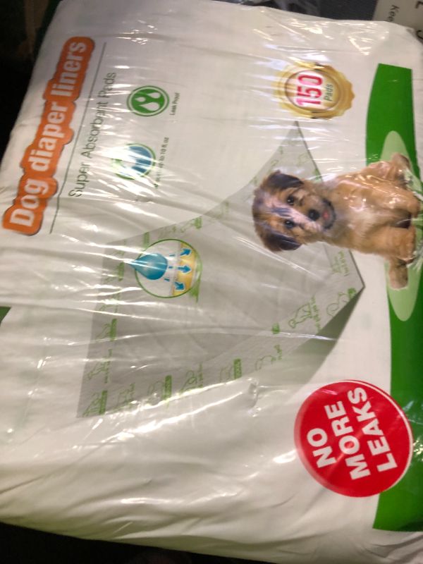 Photo 1 of Dog Diaper Liners 150ct Super Soft and Absorbent Dog Diaper Booster Pads for Male Dog Belly Bands or Female Dog Diapers(Regular, 150pcs)