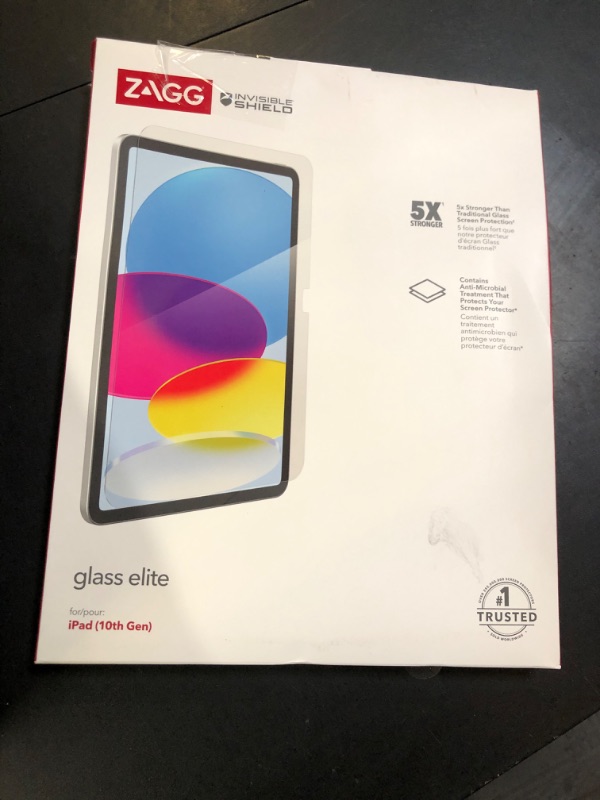 Photo 1 of ZAGG InvisibleShield Glass Elite Screen Protector for Apple iPad 10.9-inch (Gen 10-2022) - 5X Shatter Protection, Anti-Fingerprint Technology, Easy to Install