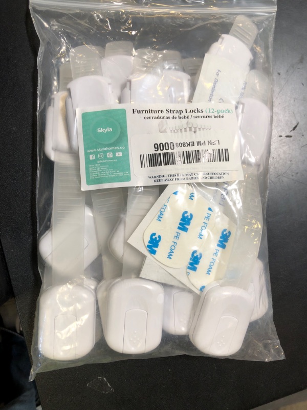 Photo 1 of Baby Proofing Child Safety Locks (12 Pack) by Skyla Homes - The Safest, Quickest and Easiest 3M Adhesive Cabinet Latches, No Screws & Magnets, Multi-Purpose for Furniture, Kitchen, Ovens, Toilet Seats