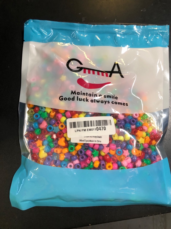 Photo 1 of GMMA 900 Pcs Pony Beads Shapes for Bracelet?Jewelry Making?Friendship Bracelets Colourful Plastic 6x9mm Multi-Colored Beads for DIY Bracelet Necklace Party Decoration Supplies