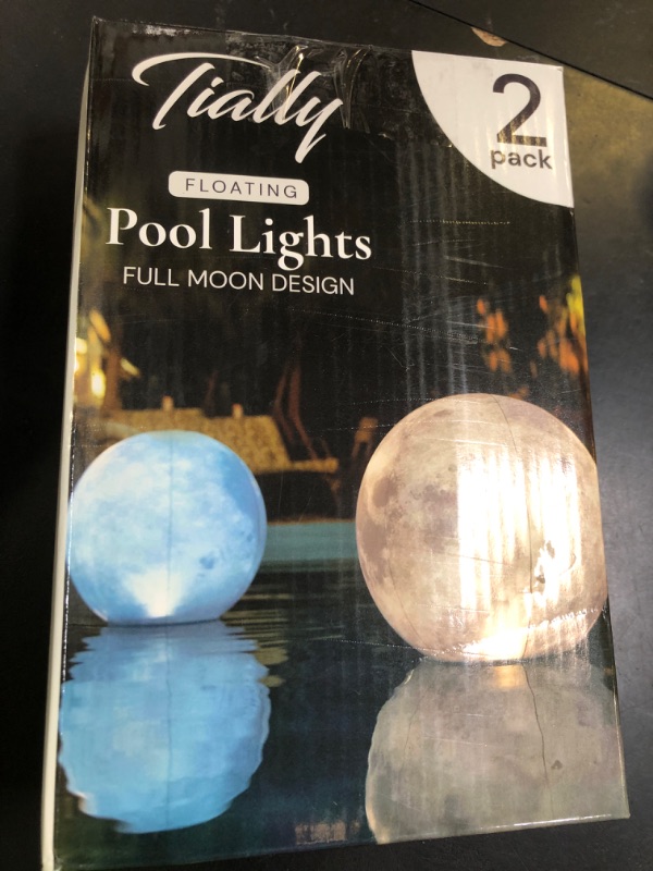 Photo 1 of TIALLY Full Moon Floating Pool Lights Solar Powered - 14" Inflatable Pool Balls for Swimming Pool, Solar Pool Lights That Float, Outdoor Pool Party Decorations - Pool Gifts for Pool Owners (2 Pack)