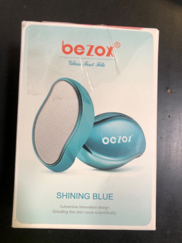 Photo 1 of BEZOX Glass Foot File, Foot Scrubber for Dead Skin, Pedicure File Callus Remover for Wet and Dry Feet, Portable Nano Crystal Pumice Stone for Cracked Heel - Shinning Blue