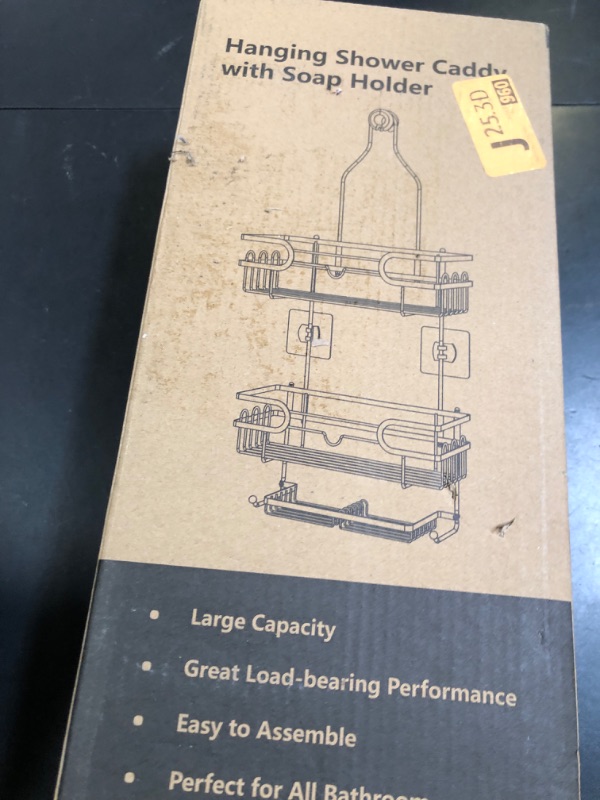 Photo 1 of HapiRm Shower Caddy over Shower Head with 2 Soap Holders, Rustproof & Waterproof Hanging Bathroom Organizer with 12 Hooks, No Drilling Hanging Bathroom Caddy - Gold