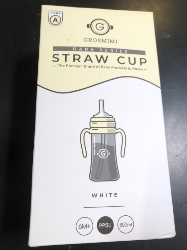 Photo 1 of GROSMIMI Spill Proof no Spill Magic Sippy Cup with Straw with Handle for Baby and Toddlers, Customizable, PPSU, BPA Free 10 oz (White)