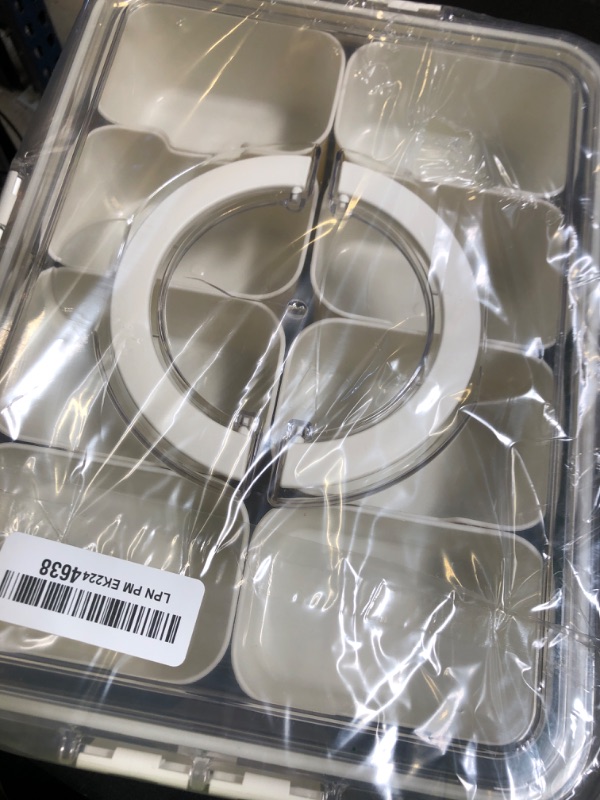 Photo 1 of Divided Serving Tray with Lid and Handle - Snackle Box Charcuterie Container for Portable Snack Platters - Clear Organizer for Candy, Fruits, Nuts, Snacks - Perfect for Party, Entertaining