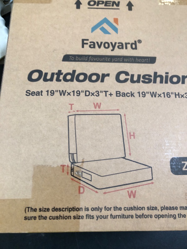 Photo 1 of Favoyard Deep Seat Patio Cushion Set 19 x 19 Inch Waterproof Outdoor Chair Cushions for Patio Furniture with Fade Resistant and Removable Cover with Handle & Adjustable Straps for Patio, Yard, Garden