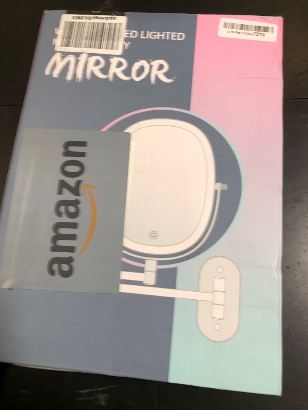 Photo 1 of FUNTOUCH Rechargeable Lighted Wall Mounted Makeup Mirror, Double Sided 1X/7X Magnifying Mirror, 3 Lights Option Dimmable, Extension Foldable Arm, Oval Wall Mounted Mirror for Bathroom