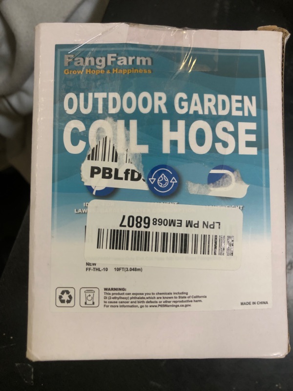 Photo 1 of FangFarm Heavy-Duty EVA Coil Garden Hose with GHT Solid Brass Fittings, Water Hose with Brass Connectors, for Garden Lawn Watering, Car Washing (10FT, Blue)