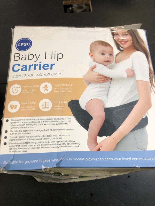 Photo 1 of Sunnors Baby Carrier with Adjustable Strap and Pocket, Ergonomic Hip Holder for Newborns & Toddlers (Light Grey)