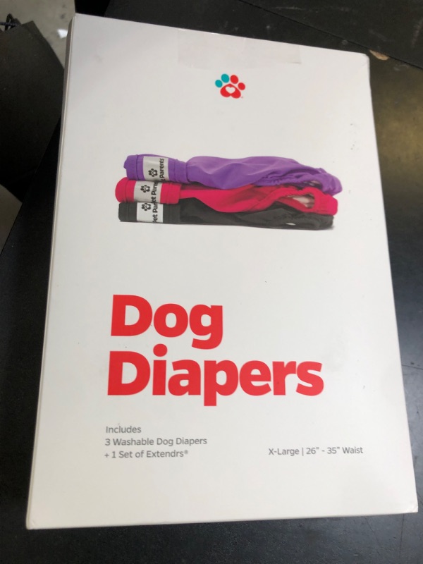 Photo 1 of Pet Parents® Washable Dog Diapers (3pack) + Extendrs® of Durable Doggie Diapers, Premium Dog Diapers Female (X-Large, Princess)