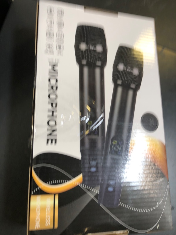 Photo 1 of Wireless Microphones,Metal Microphone with Dual Professional UHF Cordless Dynamic System,Rechargeable Microphone Receiver for Karaoke Singing, Wedding,Party, DJ, Speech, Church, Class Use,240ft