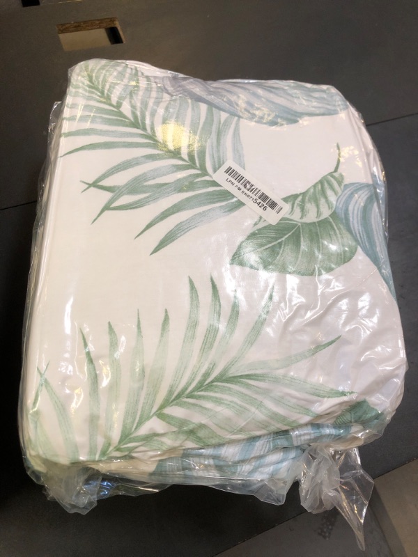 Photo 1 of LEMIROE Botanical Cotton Comforter King Size - Sage Green Comforter Printed with Leaves & Ferns on White,Reversible Lightweight Bedding Sets 3Pcs(Leaves,104"×90")