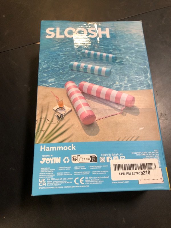 Photo 1 of SLOOSH 2 Packs Strip Type Hammock Pool Floats Adults, 4-in-1 Multi-Purpose Inflatable Pool Floats PVC Water Hammock Lounge Floaties (Aquablue, Pink)