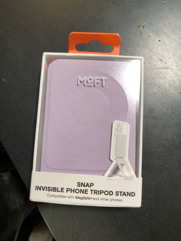 Photo 1 of MOFT Phone Stand, Magnetic Phone Tripod Stand Stain-Resistant MOVAS Leather & Angle Adjustment & Strong Magnets Tripod for iPhone 16/15/14/13/12 (Included Metal Ring)-Peony