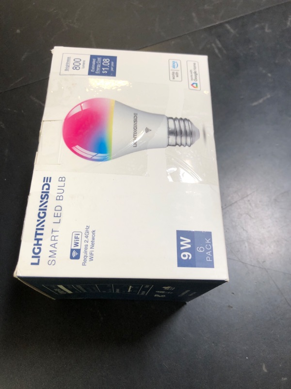 Photo 1 of Lightinginside Smart Light Bulbs 6 Pack, Smart Bulb Works with Alexa/Google Home/Smart Life, CRI>90, RGBCW Color Changing LED Light Bulbs, 2.4G WiFi Bluetooth A19 E26 Bulb, No Hub Required, ETL Listed