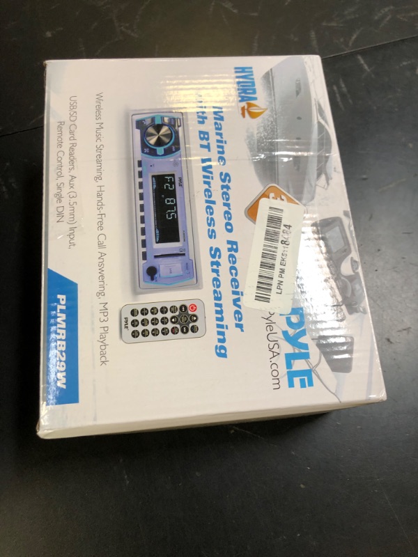 Photo 1 of Pyle Marine Bluetooth Stereo Radio - 12V Single DIN In-Dash Receiver for Boat Audio with Built-In Mic - Digital LCD - MP3/USB/SD Playback - AM/FM Radio - RCA Output - Remote Control - PLMRB29W