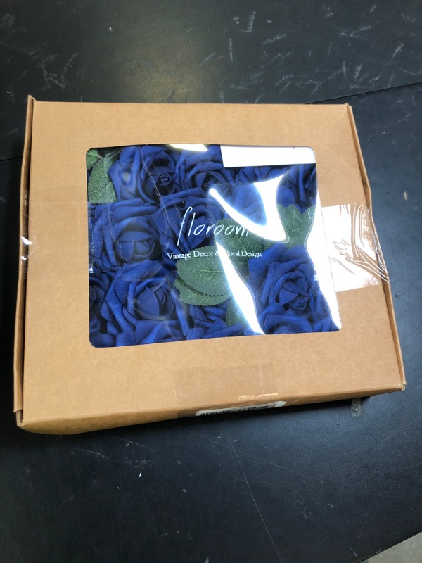 Photo 1 of Floroom Artificial Flowers 25pcs Real Looking Royal Blue Foam Fake Roses with Stems for DIY Table Centerpieces Party Home Decorations