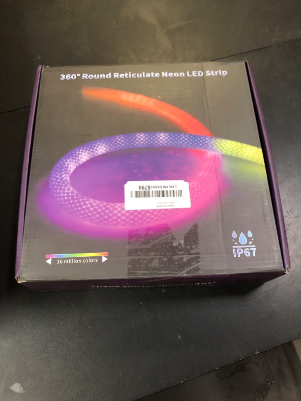 Photo 1 of Xnbada 32.8FT WS2811 360 Degree Round Reticulate Super-Bright Neon LED Strip with Controller,RGB Nylon Flexible Dream Colorful Christmas Rope Light,Bedroom Indoor Outdoor Decoration,DC12V