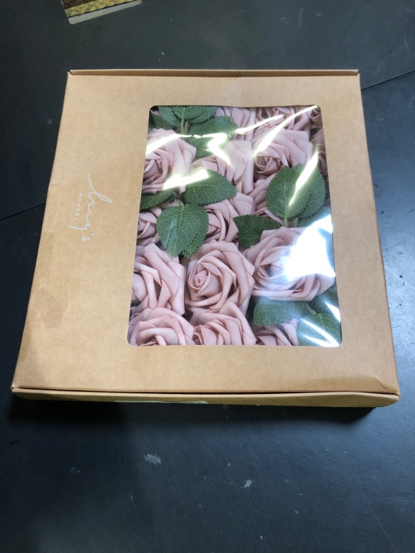 Photo 1 of Ling's Moment Artificial Flowers 25Pcs Shabby Blush Roses Decor w/Stems,3" Real Touch DIY Foam Floral for Wedding Bouquet/Centerpieces, Outdoors Party Backdrop, Room/Table, and Garden/Pot Decorations