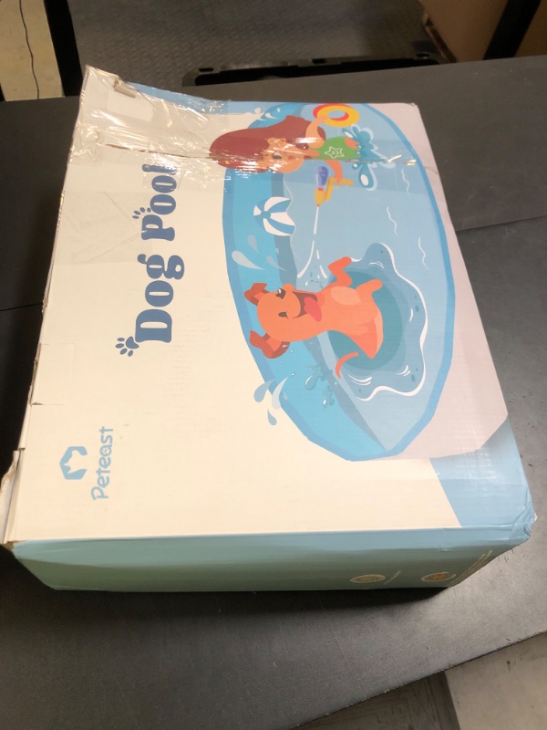 Photo 1 of Peteast Foldable Dog Pool with Sturdy Round Design, Extra Large Portable Pet Bathtub, Durable 64" Diameter Portable Design for Backyard & Indoor Use (Includes 2 Flying Disks)