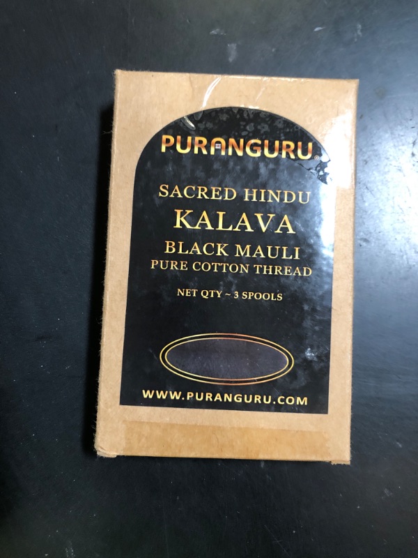 Photo 1 of PuranGuru Handmade Black Kalava Moli Thread | 3 Spools x 50 Meters | Pure Cotton Kalawa Mauli | Nazar Battu Kala Dhaga | Nazar Suraksha Raksha Sutra | Holy Black Thread for Evil Eye Protection Anklet