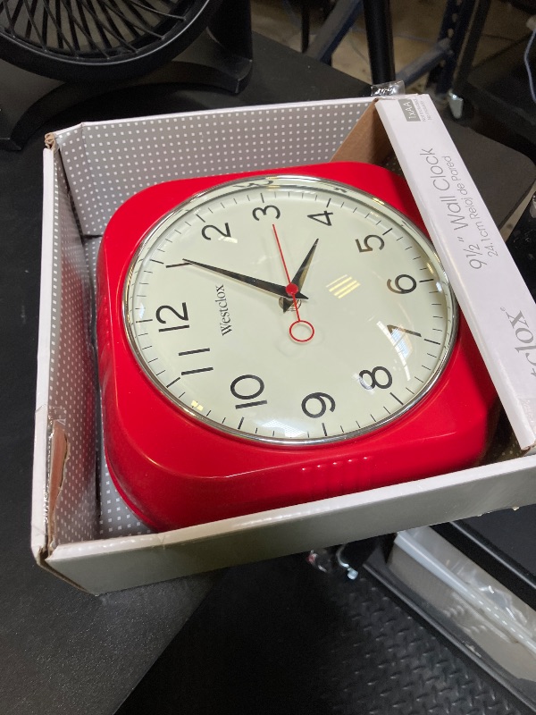 Photo 1 of Westclox Retro Wall Clock Vintage 1950s Vintage Wall Clock for Kitchen Decor with Large 9.5" Display & Quiet Ticking | 50's Mid Century Retro Clock for Kitchen or Living Room | Red/Square